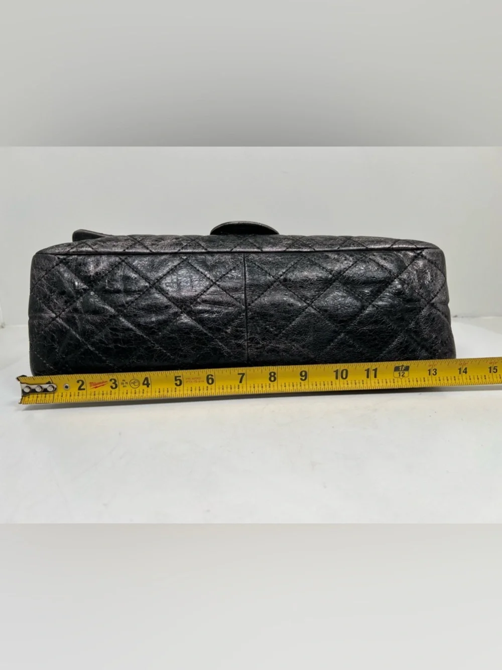 Chanel Quilted Aged Calfskin Silver / Gray Reissue 2.55 Double Flap 227